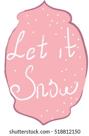 Let It Snow. Calligraphic hand drawn greeting card. Modern calligraphy. Handwritten inspirational Merry Christmas quote. Calligraphic hand lettered greeting card with a watercolor frame. Vector