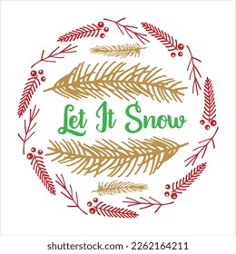 Let is snow calligraphy hand lettering isolated on white. Christmas, Happy New Year and winter holidays typography poster. Easy to edit vector template for greeting card, banner, flyer, postcard.