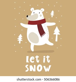 Let it snow card with bear