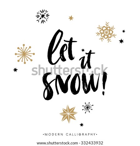 Let Snow Christmas Calligraphy Handwritten Modern Stock Vector (Royalty