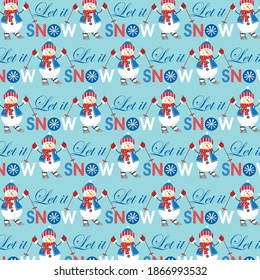 Let it snow and christmas snowman pattern for christmas gift warp or greeting card