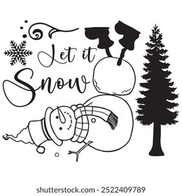 Let It Snow , Christmas Tree , Snowflake , Snowman Face , Christmas Silhouette