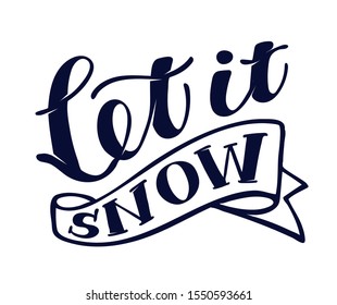 Let it snow - cute hand drawn lettering template postcard banner