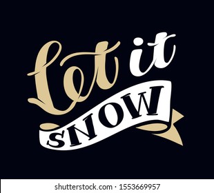 Let it snow - cute hand drawn lettering template postcard banner