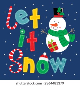 Let it snow with cute Snowman vector image