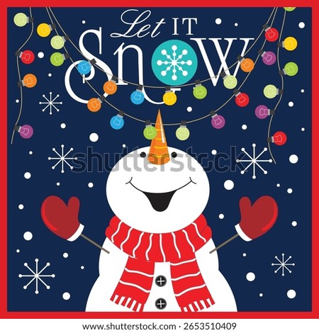 Let It Snow Festive Snowman with Colorful Lights