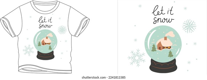 Let it snow t-shirt design background color is a white and t-shirt color is a white beautiful color and beautiful design