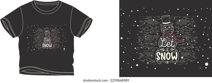 Dejar que el color de fondo del diseño de camisetas de nieve sea gris oscuro y el color de la camiseta es un color gris oscuro y hermoso diseño