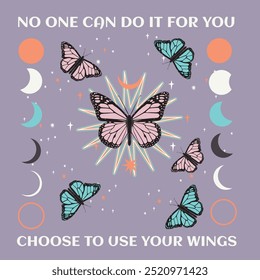 Let your dreams be your wings positive quote for self motivation and inspiration with flowers and butterflies