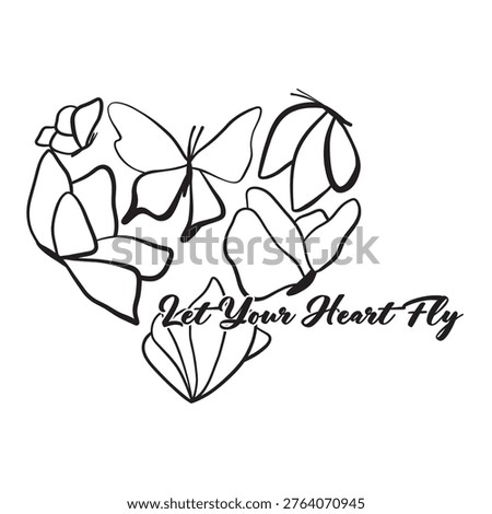 Let Your Heart Fly, vector illustration card