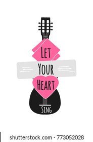 Let your heart sing quote lettering.