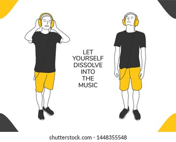 Let yourself dissolve into the music. Concept of music, sound, art.