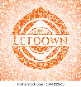 Letdown orange mosaic emblem with background