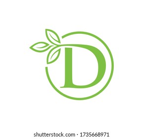 leter D leaf logo or vector.
