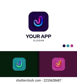 Leter J simple line app logo app design inspiration template vector creative symbol