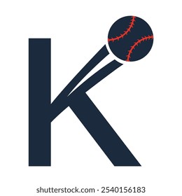 LETER K BASEBALL sports vector