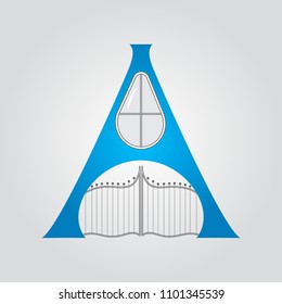 Leter A logo design with entrance gate and window for building and architecture companies