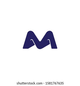 leter m 3d flat geometric logo vector
