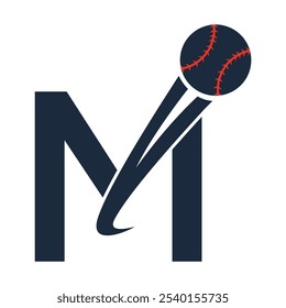 LETER M BASEBALL sports vector