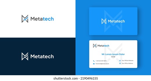 Leter M modern metatech technology logo template