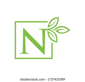 leter N  leaf logo or vector.