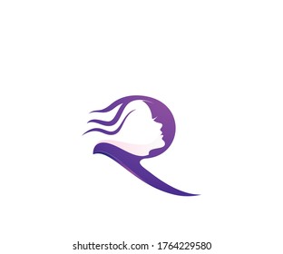 Leter r woman beauty logo design template