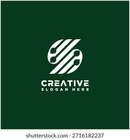 LETER S LEAF TECH LOGO DESIGN VEKTOR