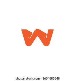 leter w 3d flat geometric logo vector
