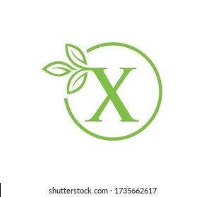 leter X  leaf logo or vector.