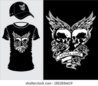 Lethal love. Vintage design with snake on dagger. For shirt, cap, poster, banner, emblem, sign, logo, tattoo, graffiti, wallpaper, vinyl wallpaper, biker symbols,stickers. Vector illustration