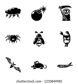 Lethally icons set. Simple set of 9 lethally vector icons for web isolated on white background