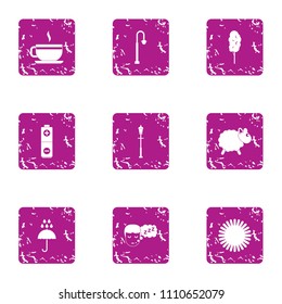 Lethargic icons set. Grunge set of 9 lethargic vector icons for web isolated on white background
