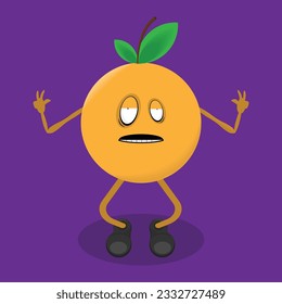 lethargic orange character vector illustration.
