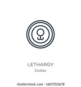 Lethargy icon. Thin linear lethargy outline icon isolated on white background from zodiac collection. Line vector sign, symbol for web and mobile