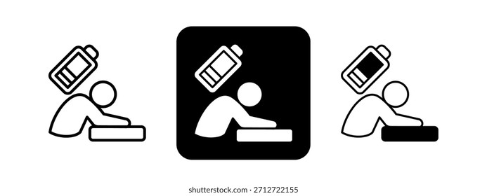 Lethargy Solid color and black line drawing vector illustration set