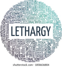 Lethargy vector illustration word cloud isolated on a white background.
