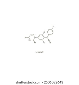 Letrazuril flat skeletal molecular structure Antiprotozoal drug used in cryptosporidiosis treatment. Vector illustration scientific diagram.