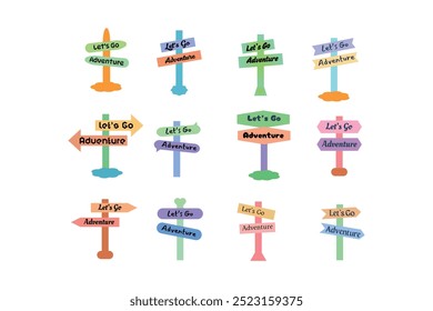 Lets Adventure Text Vector Directional Signpost Sets