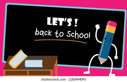Let's back to school background vector illustration in doodle style