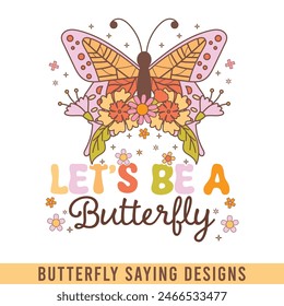 Let's be butterfly floral retro design, floral retro butterfly designs