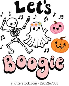 Lasst uns Boogie süße Halloween-Vektorgrafik. 