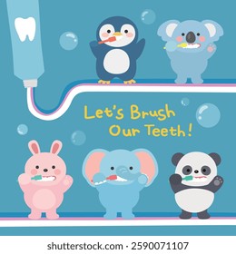 Let's Brush Our Teeth Illustration.