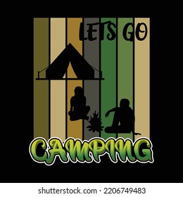Lets camping Retro t shirt design 