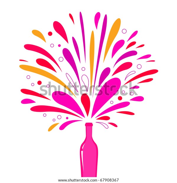 Lets Celebrate Champagne Bottle Splash Explosion Stock Vector (Royalty ...