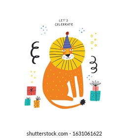 Lets celebrate flat vector greeting card template