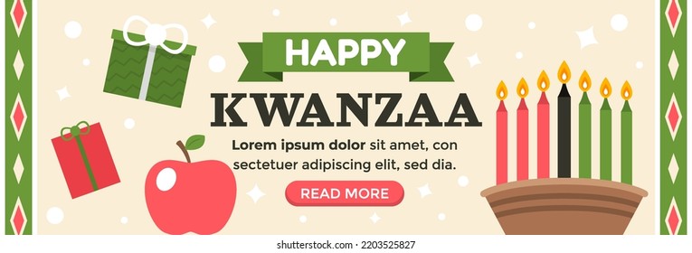 let's celebrate kwanzaa horizontal banner vector flat design