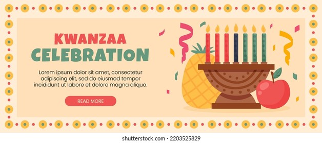 let's celebrate kwanzaa horizontal banner vector flat design