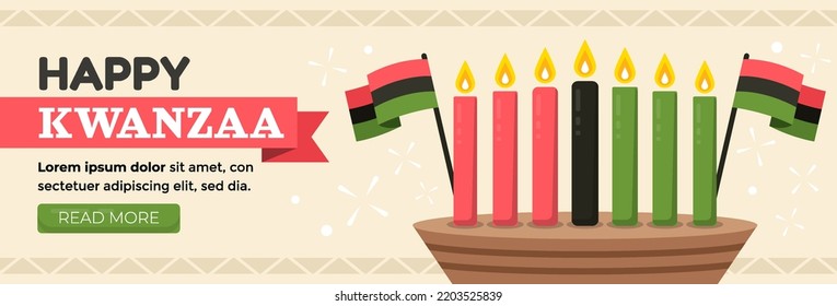 let's celebrate kwanzaa horizontal banner vector flat design