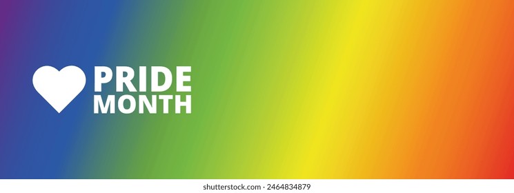 Let's Celebrate PRIDE month background for festival parades, parties, and social events. Colorful rainbow flag gradient on background. Vector design template