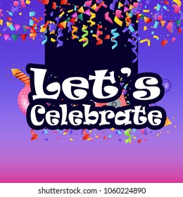 Lets celebrate typography design with light background vector 